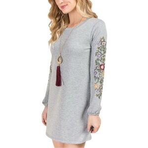 Francesca’s Alya Sweater Dress with Floral Embroidered Sleeves 💕